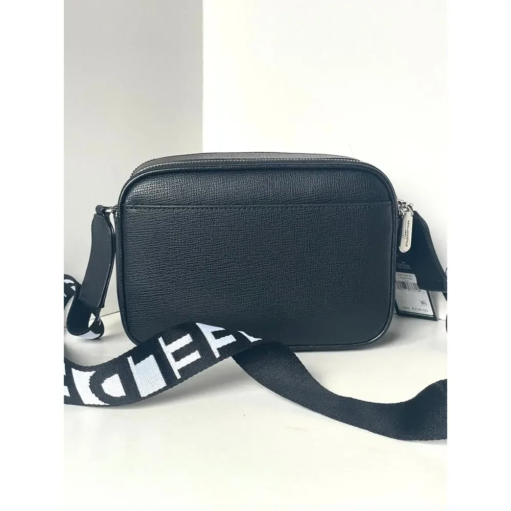 Karl Lagerfeld Paris Maybelle Camera Crossbody Bag Black Double Zip